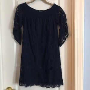 Navy Off the Shoulder Dress